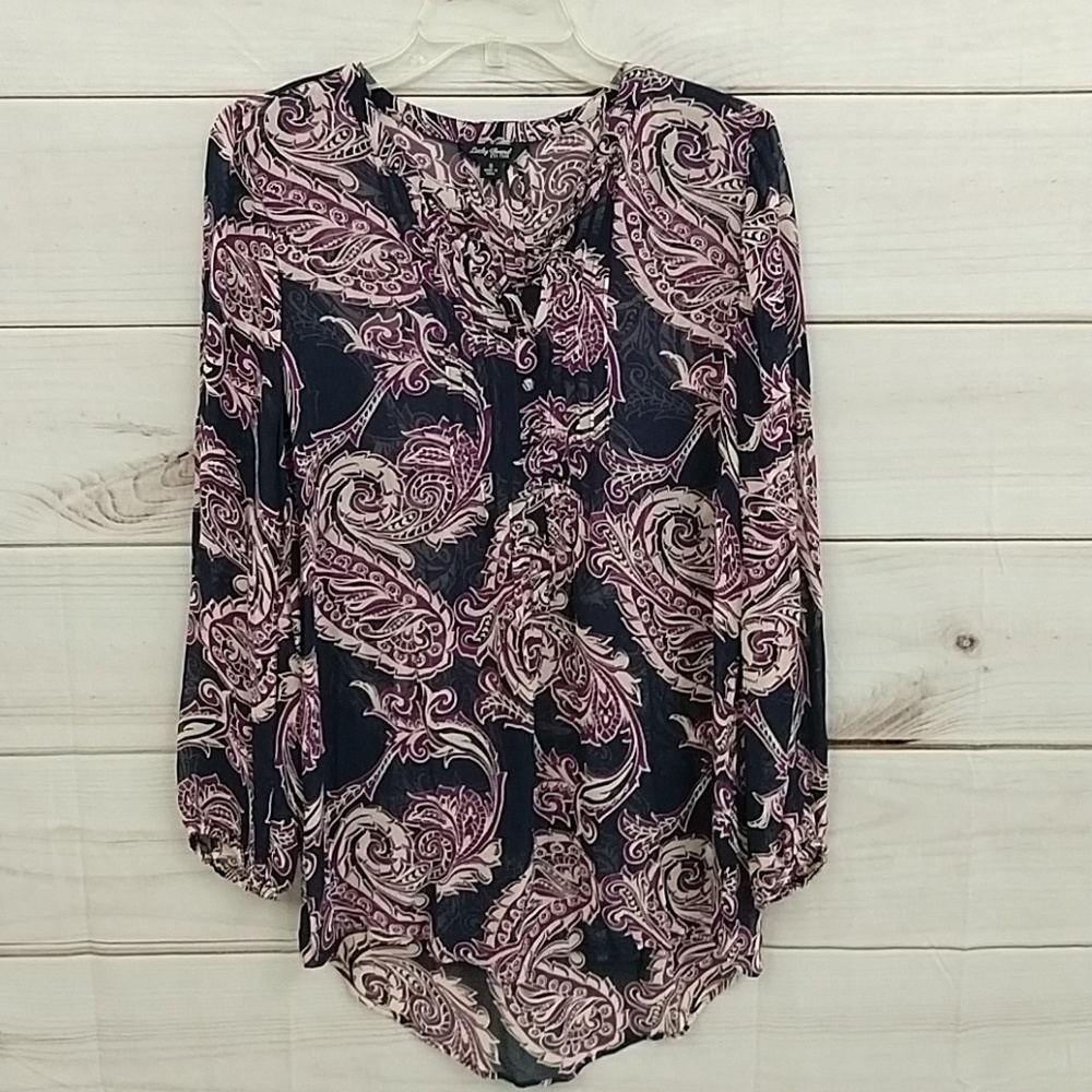 Lucky Brand Sheer Paisley Hi Low Tunic